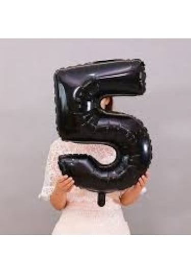5 Yaş Siyah Folyo Balon 34 Inc 76 Cm Tüm Yaşlar