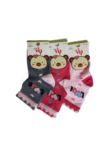 Lababy Renkli Desenli Kız Bebek Soket Çorap 6 Lı Paket Çok Renkli