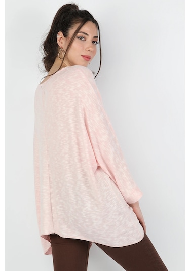 Balins Kadın Yarasa Kol Muline Triko Pembe Hardal