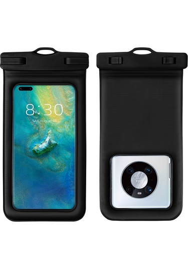 Youtek Süper Dayanıklı Pvc Su Geçirmez Telefon Çantası - Yüzme, Dalış, Kamp İçin - Büyük Boy, Şeffaf, Tüm Telefon Modellerine Uygun Siyah