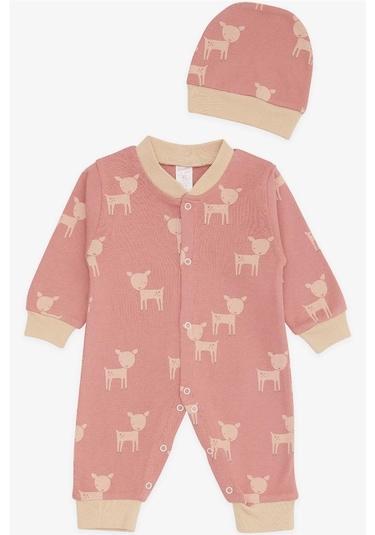 Breeze Kız Bebek Tulum Sevimli Ceylancık Desenli 0 3 Ay 6 Ay, Gülkurusu Gülkurusu