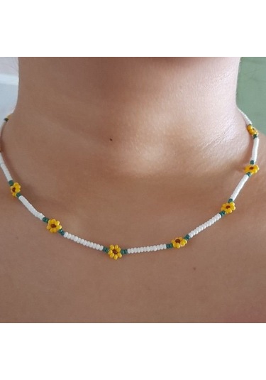 Kadın Papatyalı Kolye Çok Renkli