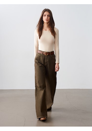 Dilvin 32549 Kayık Yaka Bodysuit-taş Taş
