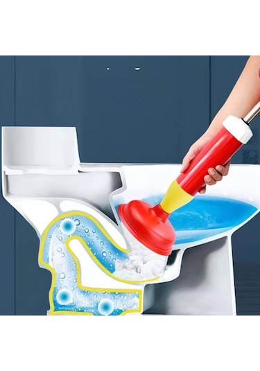 Klozet Ve Lavabo Açma Pompası Güçlü Vantuzlu Tıkanıklık Giderici, Dayanıklı Saplı Kırmızı