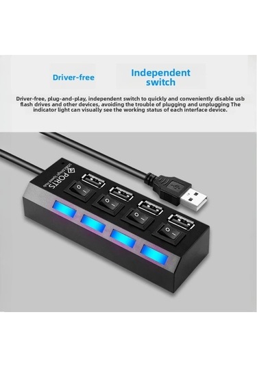 Willowhaven 4 Portlu Usb 2.0 Hub - Bağımsız Port Kontrollü Güç Anahtarlı Usb Genişletici