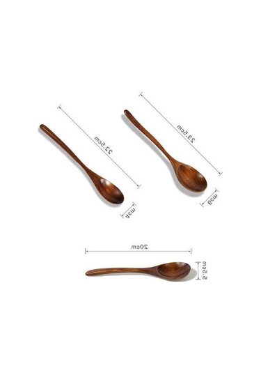 Ulzyvf Yemek Yapımı Uzun Takımları Sofra Seti Saplı Pişirmek Mutfak Kepçe Kaşık, Ahşap Karıştırma Kaşığı Ve Çorba Kaşığı, Çay İçin El Yapımı 3 Parça