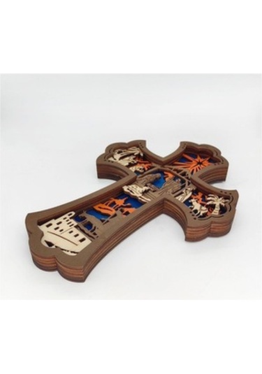 Lijinxu Ev Dekorasyonu Için Çapraz Askılı Kolye Ahşap Süs 22,6 Cm X 16,1 Cm X 2,2 Cm