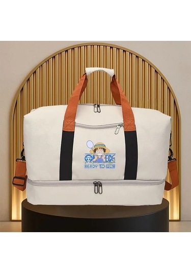 Sandwich Motion003 Bej Luffy Tasarımı Spor Çantası - Unisex, Her Mevsim Kullanım İçin Bej