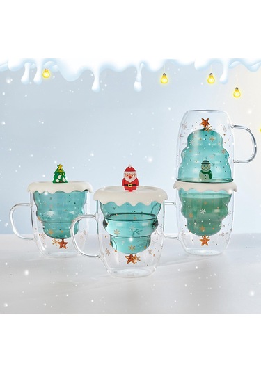 Suntek Yılbaşı Elemanları Mutfak Için Cam Kahve Noel-ağacı Noel Ağacı