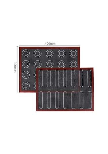 Delikli Silikon Pişirme Mat Yapışmaz Isıya Dayanıklı 40x30 Macaron Pasta Pedi Çok Renkli