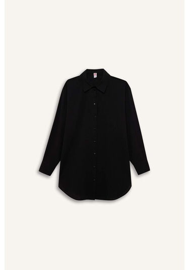 DeFacto Regular Fit Pamuklu Plaj Gömleği-Fall in Love W8241AZ25SMBK27 Siyah