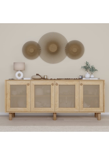 Bohem Serisi Natura Pvc Hasır Desen Ceviz - Meşe Konsol Safir Meşe