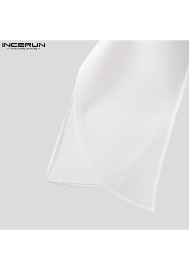 Incerun Erkek Stand Yaka Kolsuz Asimetrik Pelerin Yelek Beyaz