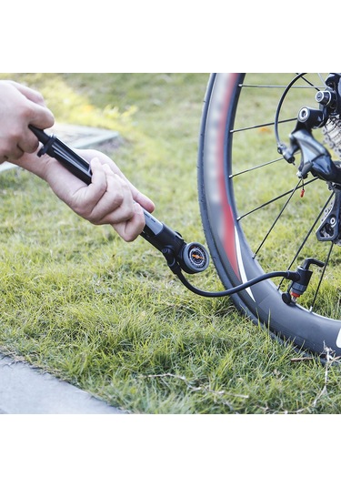 Reedark Alüminyum Mini Bisiklet Hava Pompası 120psı - Schrader/presta Valfler Uyumlu, Çevirkeli Basınç Göstergeli Siyah