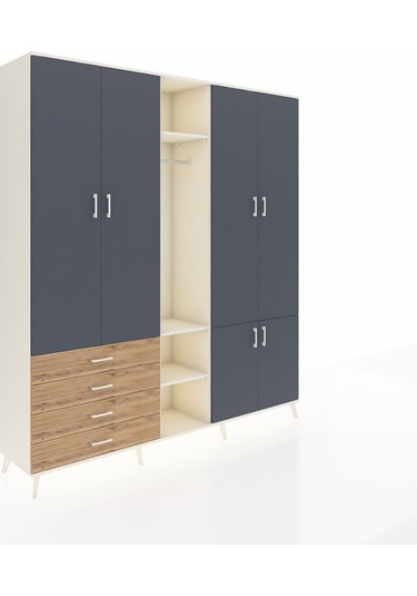 Hyperion Dolap 14 Raflı 4 Çekmeceli Tek Askılı 220x44x243 Aytaşı-antrasit/çam Antrasıt/atlas Çam Hyperion Dolap 14 Raflı 4 Çekmeceli Tek Askılı 220x44x243 Aytaşı-antrasit/çam Antrasıt/atlas Çam