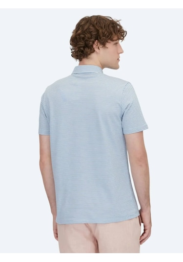 Kip Mavi Polo Yaka %100 Pamuk T-shirt Mavi
