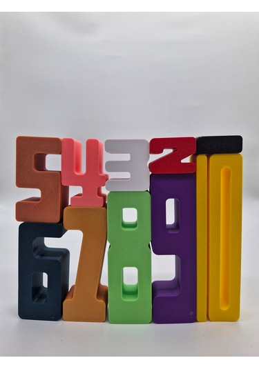 Renkli Rakam Seti 1-10 , Montessori Matematik Sayıları Seti, 3D Baskı