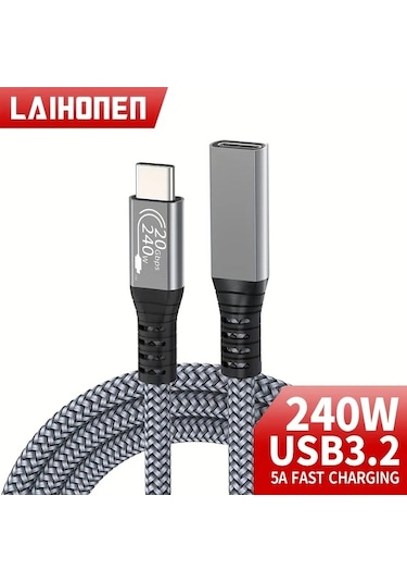 Oldfriend Usb C Uzatma Kablosu 10ft 240w Şarj 20gbps Veri Aktarım 4k Video Usbc 3.2 Type C