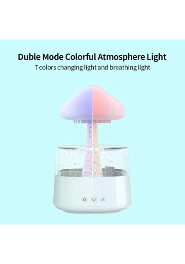 Sones Ch08 450ml Yağmur Nemlendirici Mantar Bulutu Renkli Gece Lambası Aromaterapi Makinesi, Stil: Uzaktan Kumanda Olmadan
