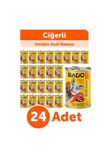 Bado Yetişkin Yaş Kedi Maması Ciğerli 400gr 24lü