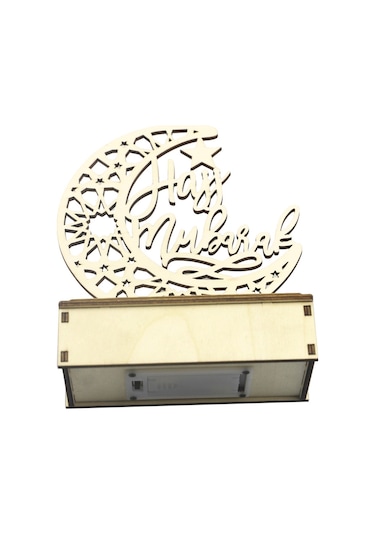 Springsun Ahşap Ay Şekilli Led Işıklı Ramazan Dekorasyonu - Ev Süsleme Ve Gece Lambası