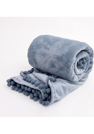 Sıcak Yatak Battaniyesi Tüm Sezon Peluş-mavi