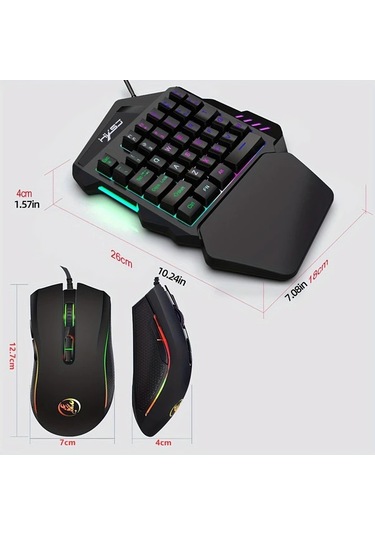 Techbloom Hxsj Gaming Tek Elle Klavye Ve Fare Seti 35 Tuş Çift Renkli Keycaps Renkli Arka Işık Usb Plug And Play Black Diğer