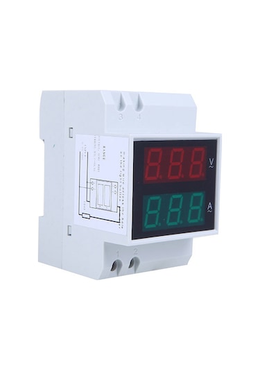 Yifomall Çift Gösterge Led Voltmetre Ampermetre Ac 80-300v 0.2-99.9a Din Ray Montaj