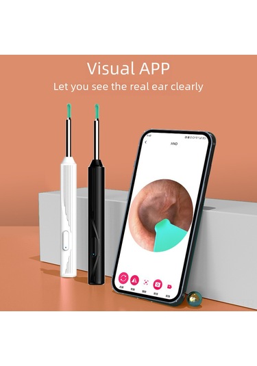 Hangfox Toptan Çocuklar İçin Ne17 Kablosuz Görsel Kulak Kaşığı - Hd Endoskoplu Temizleme Aleti Siyah Entegre Uçlu