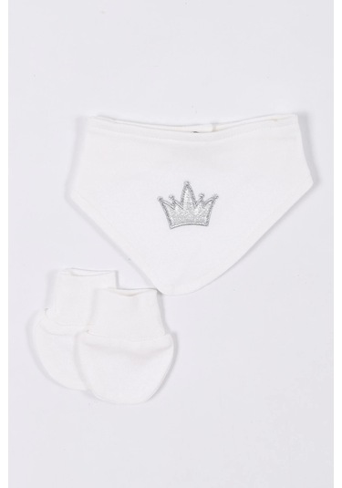 Prenses Desenli Müslin Kız Bebek Hastane Çıkışı Bebek Kıyafetleri Yenidoğan Hastane Çıkış Seti 5 Li Ekru