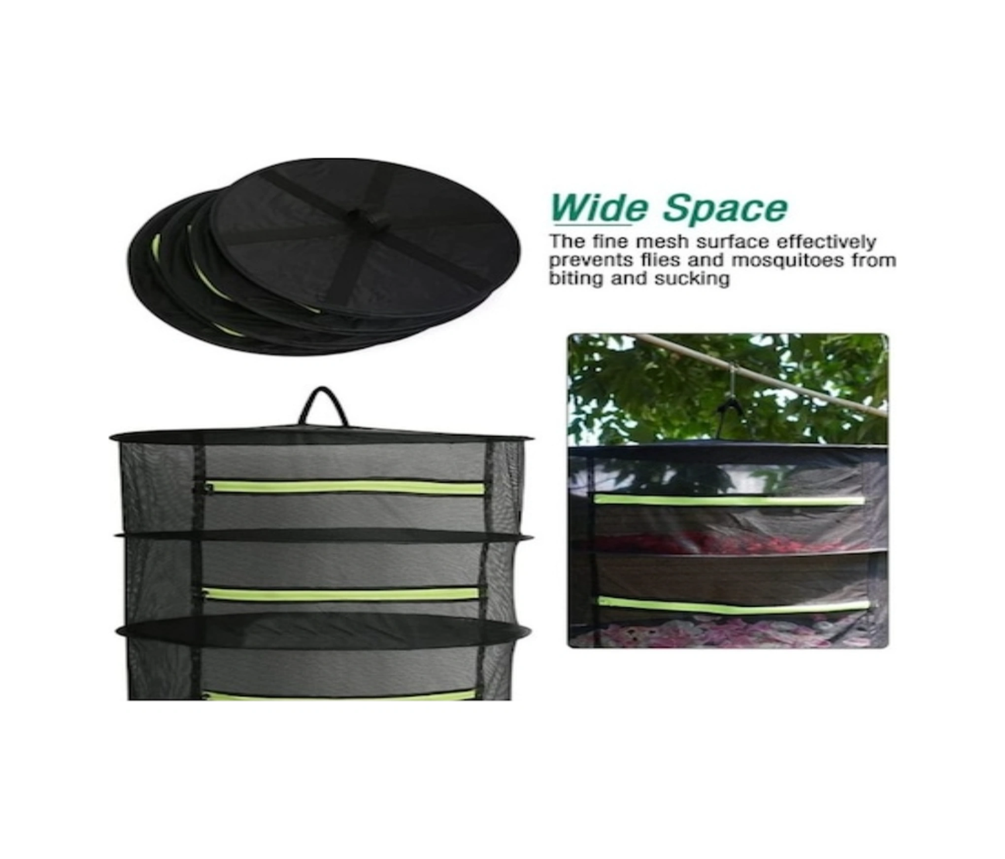 Dofolink Katlı Bitki Kurutma Ağı - 2/4/6/8 Katlı, Katlanabilir, Siyah Ağ, Çayır Otları, Sebzeler İçin Kurutma Rafı