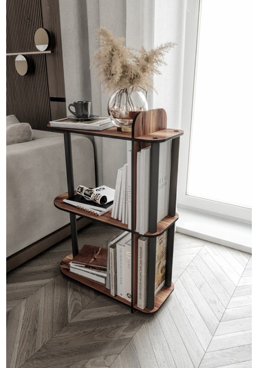 Dekoratif Yan Sehpa Ceviz Ceviz