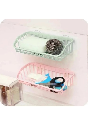 Tongdashop Yeşil 2'li Emişli Raf: Mutfak Süngeri Ve Yaşam Alanı İçin Minimalist Depolama Çözümü Yeşil