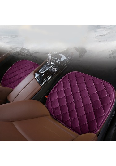 3 Adet / Set Lüks Sıcak Araba Koltuğu Kapak Minderi Evrensel Ön Arka Koltuk Kapakları Araba Kaymaz Sandalye Pedi Sıcak Araba Paspasları Geri Peluş Yastık Yok Mor