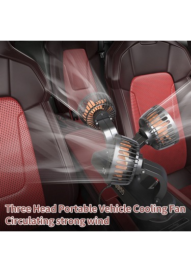 Maiyame 12v Otomobil Üç Kafa Fanı - 360 Ayarlanabilir, Yüksek Hız, Düşük Gürültü, 2 Seviye Rüzgar, Gizli Kokusu Kutusu Ve Park Numarası Kartı