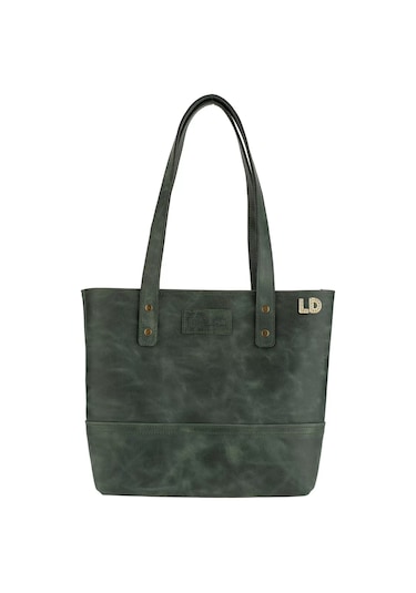 Twingold İsme Özel Tote Bag El Omuz Çantası - %100 Rainbow Deri - Ac03003 - Haki Haki