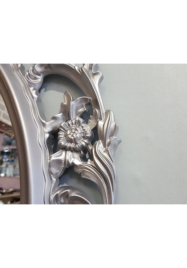 Ayna Denizi Vintage Taç Model Gümüş Renk Dekoratif Ayna Gümüş