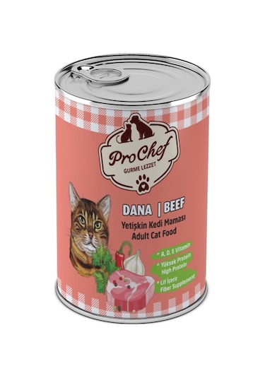 Prochef Dana Etli Kıyılmış Konserve Yetişkin Kedi Maması 24 x 415 G