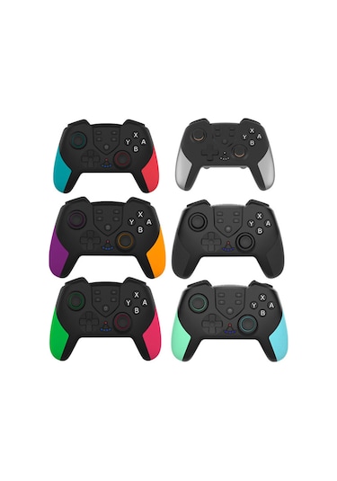 Vkemall Yeşil-pembe T-23 Bluetooth Oyun Kolu: Çift Motor Titreşimi, Jiroskop, Switch/switch Lite Uyumlu