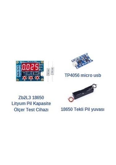 Zb2l3 18650 Lityum Pil Kapasite Ölçer +tp4056 + Pil Yuvası Seti