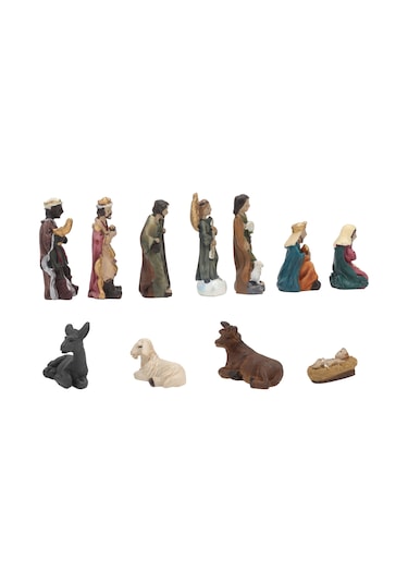 Vkemall 11 Parça Reçine Doğum Sahnesi Seti - Noel Dekorasyonu Masaüstü Figürleri Hediye