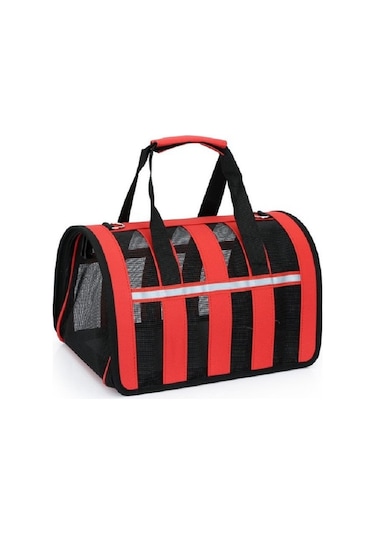 Katlanabilir Mesh Nefes Alabilir Evcil Hayvanlar Dışarı Çıkıyor Taşınabilir Çapraz Taşıma Çantası, Boyut: S Kırmızı