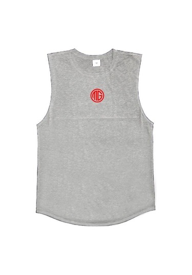 Gri Muscleguys Yaz Fitness Spor Fiziksel Eğitim Yelek Erkek Bol Kolsuz Tişört