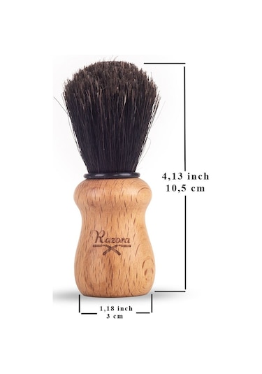 Razora Kayın Ağacından Sapıyla At Kılı Tıraş Fırçası