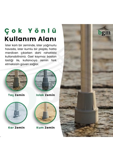 Baston Ayarlanabilir Denge Bastonu - Açık Gri - Alüminyum Yüksek Kalite
