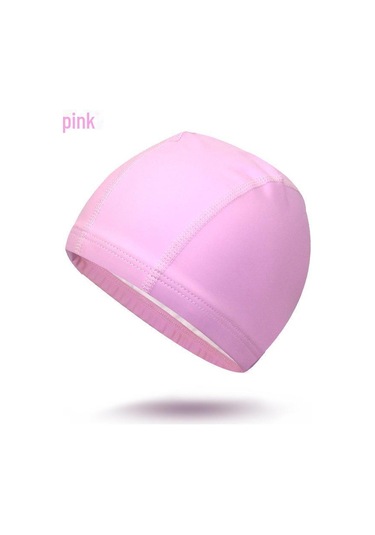 Uzun Saçlar İçin Kulak Korumalı Unisex Su Geçirmez Pu Yüzme Bonesi Pembe