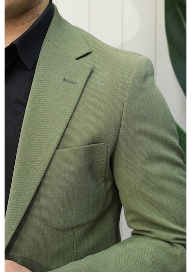 Bys Beystil Sivri Yaka Yeşil Ceket 572- Slim Fit