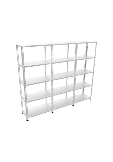 Galvanizraf 5 Katlı 3 Lü Bitişik Galvaniz Arşiv Depo Rafı 43X180 Galvaniz