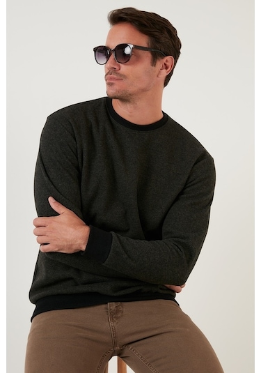 Buratti Slim Fit Bisiklet Yaka Pamuklu Erkek Kazak 456201 Haki