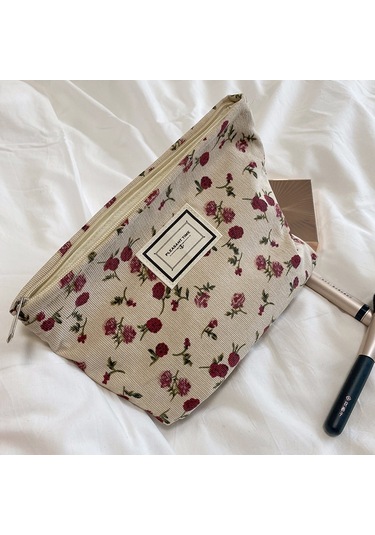 Geeksen Kadınlar İçin Vintage Leopar Desenli Fleece Makyaj Çantası - Hafif, Taşınabilir Seyahat & Dış Etkinlik Depolama Çantası Pembe Gül Koyu Gri